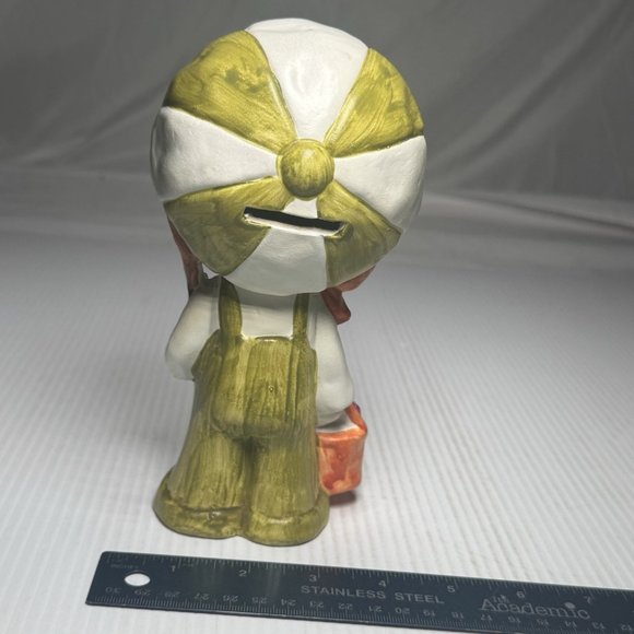 Coin Bank, Boy Fishing Figurine, Ceramic, Retro, Vintage 70's, 7 Inches Tall - Picture 3 of 8